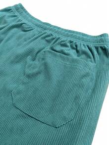 Men's Casual Solid Color Corduroy Pants With Drawstring Pockets, Breathable And Comfortable, Suitable For Daily Activities, Spring/Autumn - Blue - View 7