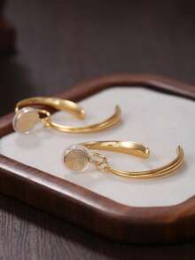 2Pcs Simple Metallic Crossover Ear Clips, Elegant Geometric Earrings For Weddings And Parties, No Piercing Required - Clip - View 2