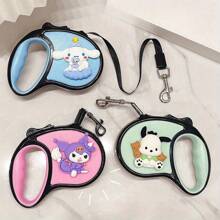 Sanrio 1pc Hello Kitty Retractable Dog Leash - 10ft Auto-Walk Rope With Cute Cartoon Design (Pink, Green, Blue), Suitable For Medium And Small Dogs, Pet Lead (Character Head Needs To Be Pasted Yourself, Accessories Will Be Provided)