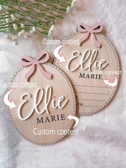 Pink Bow Custom Decorative Plaque Newborn Party Decorations Family Warm Decorations