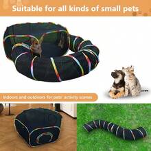 Outdoor Cat Cage & Cat Tunnel,Cat Playground Portable Mesh Tent, Outside Circle Playpen Tunnel For Kitty, Rabbit, Puppy And Small Animals - Black - View 6