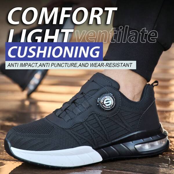 Nuevos zapatos de seguridad con puntera de acero transpirables para hombres y mujeres, zapatos de trabajo antiacuchillamiento y antiperforación, ligeros y de moda
