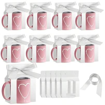 10/30/50pcs Cup Packaging Boxes, Suitable For Heat Transfer Printing Mugs, Gift Bags, Cups With Window Boxes, Cup Gift Packaging Boxes