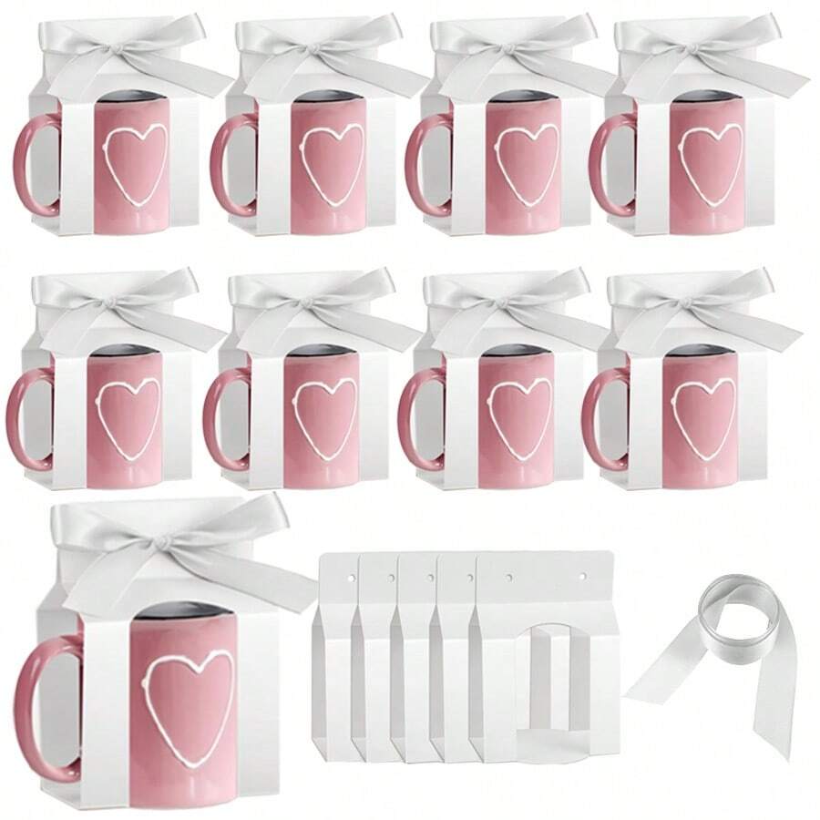 10/30/50 piezas Cajas de embalaje para tazas, aptas para impresión por transferencia de calor en tazas, bolsas de regalo, tazas con cajas con ventana, cajas de embalaje de regalo para tazas