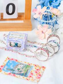 5 Rollen Blumen Handbuch Klebeband in Geschenkbox, personalisiertes DIY Handbuch dekoratives Washi Klebeband als Geschenk für Mitschüler und Freunde, Geschenke zum Schulanfang