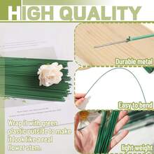 Floral Stem Wire Flower Arrangements And DIY Crafts,Floral Arrangement Kit With Green Tape And Wire,Floral Wire For Florist Flower Arrangement 6/7.8/10/11.8/16 Inches(Green) - Green - View 11