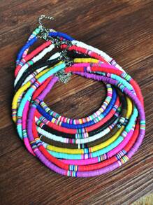 Colier colorat din argilă polimerică, colier cu pandantiv din lut moale, în stil european și american de vară, potrivit pentru activități în aer liber