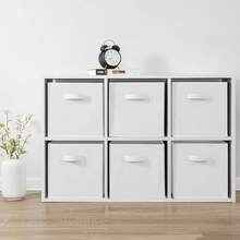 Fabric Storage Bins 1/3/6 Packs Fun Storage Cubes With Handles Foldable Cube Baskets For Home, Kids Room, Wardrobe And Toy Organization White - White - View 5