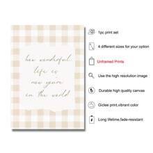 1pc Unframed How Wonderful Life Is Now You're In The World Typography Nursery Wall Art Poster Boho Beige Baby Girl Room Aesthetic Decor Painting For Playroom,Kids Room,Bedroom,Modern Home Decoration