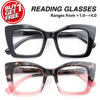 2 件/4 件复古经典方形粗框老花镜，弹簧铰链镜腿，佩戴舒适，简约花卉图案，适合阅读、聚会、日常佩戴，时尚复古老花镜