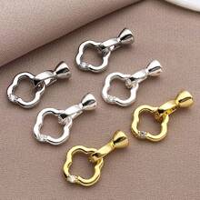 1/3/5 件真 18K 镀金珠帽连接器扣环四叶草弹簧扣闭合手链黄铜端扣带水钻适用于 DIY 串珠首饰制作寻找手链项链 - 彩色 - 查看 2