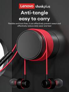 Lenovo TW15 Wired In-Ear Gaming Headphones, 3.5mm/Type-C Interface, 1.2m, Spatial Stereo Audio, Deep Bass, Volume Control, Microphone, Silicone Earbuds, Comfortable, Compatible With Phones, Computers, Gaming Consoles - Black and Red - View 5