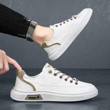 Flipark 新款时尚春季休闲运动鞋男士轻便透气百搭运动鞋，四季运动鞋，通用男士低帮纯色休闲滑板鞋 - 可调节扣环，防滑，舒适，透气，轻便，PU 鞋面，PVC 鞋底，适合户外散步、远足、四季慢跑 - 卡其色 - 查看 3