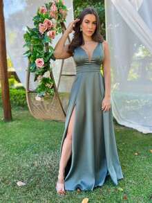 Dress For Graduation Parties, Weddings, Birthdays, Social Events, Churches, Dances - Màu xanh Ô liu - Xem 2