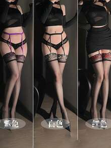 Sexy Lingerie Suspenders Stockings Sexy Black Silk Pure Knee-High Stockings Lace Sexy Stockings