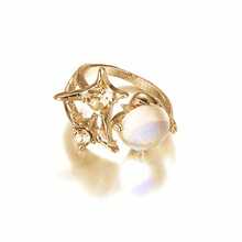 9pcs Asymmetrical Gemstone Crystal Agate Freeform Cats Eye Bloom Split Rings