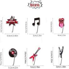 Rock N' Roll Guitar Music Theme Cake Decorations, Including Guitar, Notes, Rock Music Elements, Suitable For 80s Retro Music Party Decorations. Fits Rock Music Party, 80s Theme Party, School Events, Birthdays, Family Gatherings - Multicolor - View 4