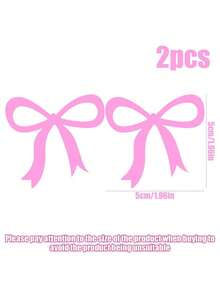 2pcs Cute Pink Bow Decor Creative Mini Car Rearview Mirror Stickers, Suitable For All Vehicles - Multicolor - View 3
