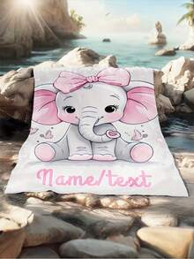 Soft, Lightweight & Warm Customizable Elephant-Themed Flannel Throw Blanket - Perfect For Sofa, Bed, Camping & More With Personalized Name Option - Ideal Gift Idea, Multi-Functional, Ornamental, Letter, Stylish, Baby Fashion, Colorful, Casual, Cute, Kawaii, Adorable, Soft, Unique, Customized, Baby Gifts, Cute Baby, Ideal Gifts For Him, Ideal Gifts For Her, Family, Friends, Daughter, Son, Her, For Children's Day, Spring Break, Customized Kids Swaddling Blankets, Easy Comfort, Kids, Urban Gala,Modern,Colorful,Cute,Christmas Gift - Multicolor - View 8