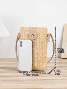 Summer Handbags, Beach Bags, Casual Vacation Style, Crossbody Bags, Straw Woven Bags, Phone Pouches, Coin Purses, Ideal For Girls, Ladies, Students, Travel Essentials, Vacation Trips, Convenient To Carry - Beige - View 3