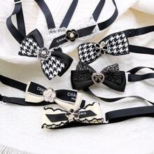 6pcs Random Color Elegant Camellia Flower Bow Tie Pet Collars, Fashion Pet Neckwear For Dogs & Cats, Photography Accessories