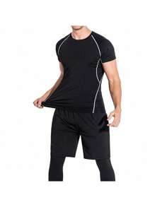3pcs Men's Gym Sportswear Set, Quick Dry Compression Training Suits For Running, Basketball, All Seasons