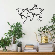 1 buc Decor de perete metalic - Decor de perete cu hartă a lumii, Artă murală metalică tradițională cu hartă a lumii cu avion, Sculptură contemporană pentru sufragerie, birou, decor de casă Ideal pentru sufragerie, dormitor, decor de bucătărie - Cadou perfect pentru casă nouă, cadou de ziua de naștere pentru iubitorii de muzică, colecționari de antichități - Construcție din fier, decor de casă, perfect pentru decorul camerei Decorul dormitorului