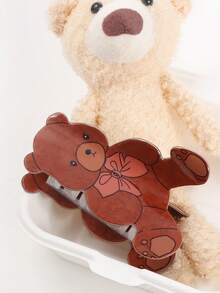 1 个 9.7 厘米大号发夹 - 可爱卡通熊复古设计，粉色皮肤，蝴蝶结图案装饰，大尺寸，适合 14 岁以上女性和女孩的完美礼物，主题配饰 | 俏皮熊夹 | 耐用发饰发爪爪夹发夹发夹发夹发夹发夹 - 彩色 - 查看 5