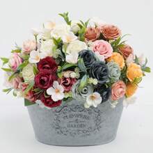 1 Stück künstliche Blumenbestickung, Seidenrosen Strauß, elegant und realistisch, Arrangement aus Seidenblumen für Innenräume, Vase für Esszimmertisch, Brautstrauß, Hochzeitsdekoration, Frühlingsdekoration, Klassenzimmerdekoration, Hochzeitsbogen, Blumenwand, Handblume, Kopfschmuck Kranz, Vase Dekoration