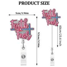 TONAVIETO 1 Stück Glaube über Angst Krankenschwester Ausweishalter, Name ID Abzeichen Halter mit Krokodilklemme für Studenten Krankenpflege Namensschild Karte Abschlussgeschenk