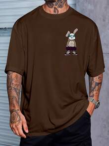 Shirt Oversized Streetwear T-Shirt Rabbit Rabbit Bear Streetwear Skateboard REF 7188 FLUXOGEEK - Óxido marrón - Ver 2