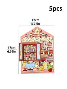 5pcs/10pcs Forest Theme Landscape & Mechanism Stickers, New Cute Scene Stickers, High-Quality For Girls, Stress Relief DIY Stickers