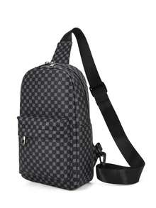 Mini Printed Artificial Leather Cross Body Chest Bag For Men And Women - Black - View 4