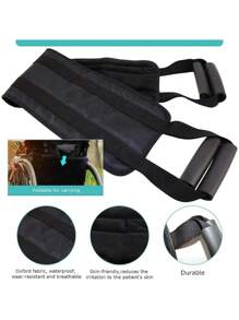 1pc Black Adjustable Back Lift And Transfer Belt For The Elderly, Bed Transfer Assistive Device With Handles, Padded Lift Sling, Lifting Equipment For Home Healthcare Patient Transfer