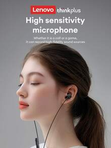 Lenovo TW15 Wired In-Ear Gaming Headphones, 3.5mm/Type-C Interface, 1.2m, Spatial Stereo Audio, Deep Bass, Volume Control, Microphone, Silicone Earbuds, Comfortable, Compatible With Phones, Computers, Gaming Consoles - Black and Red - View 6