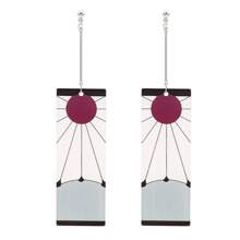 1 par de aretes personalizados con el estilo de Kamado Tanjirou del anime, con el diseño del borde de la espada asesina de fantasmas, para uso diario