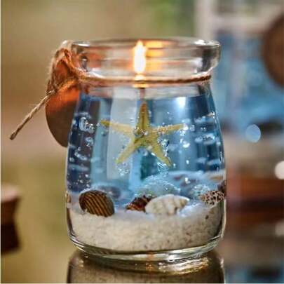 1pc Crystal Jelly Wax Ocean Theme Scented Candle, Handmade, Smokeless, Decorative Transparent Shaped Candle, Room Decor, Graduation Gift, Holiday Gift, Wedding Decor, Bathroom Fragrance, Souvenir Scented Candle