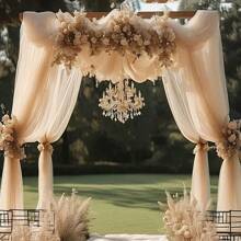 1 Peça Cortina de Arco de Casamento de Tecido de Chiffon Branco Elegante, Adequado para Cerimônia e Decoração de Palco, Decoração de Casamento, Decoração de Cortina de Teto, Cortina de Janela, Decoração Dia dos Namorados, Festa de Aniversário, Decoração para Chá de Lingerie