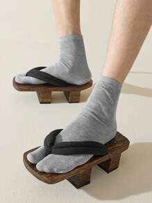 1/2/3 Paar Herrensocken Einfarbig mit Zweizehen-Teilungszehn, rutschfeste Socken für japanische Holzclogs