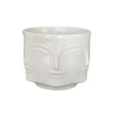 1pc Charming Golden Ceramic Abstract Art Face Model Decor, Multifunctional Accessory Storage Box, Scented Candle Cups Ornament, Succulent Plant Pot, Creative Simple Tabletop Window Art Crafts Decoration, Home Office Desktop Decor, Ceramic Handicraft, Perfect Birthday Gift, Wedding Decor, Party Decor - Multicolor - View 9