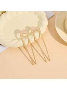 2 piezas Pasadores de metal con forma de U estilo vintage, palillos para el cabello estilo francés como accesorio para el moño y peinados de mujer y niña. Puede haber variación de color.