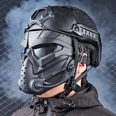 1pc Outdoor Cycling Full Face Protection Mask, Military Style Airsoft Protective Facemask