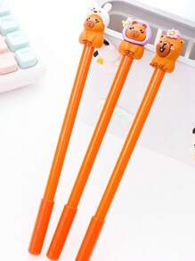 2pcs/24pcs Capybara Shaped Creative Ball-Point Pen, 0.5mm Black Ink, Ideal Gift For Back To School, Graduation, Teachers' Day, Office, School Writing
