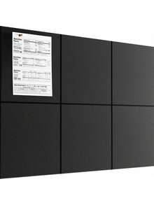 6 件/包黑色软木板，适用于墙壁、办公室、家庭和学校的方形钉板，可用作公告板、视觉板、照片板 - 黑色 30*30 厘米毛毡展示板