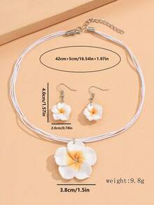 3pcs Set Elegant Hawaiian Plumeria Flower Design Necklace And Earrings Jewelry Set For Women - Flower Set - View 5