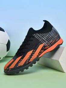 1 Pair Football/Soccer Shoes With Cleats, High-Top Outdoor/Artificial Turf Training Shoes, Professional Team Sports Shoes With Lace-Up, Non-Slip Rubber Sole, Lightweight High Performance Design