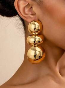 2-4 pezzi Orecchini a cerchio metallici esagerati con motivo geometrico, orecchini di lusso ed eleganti per le donne