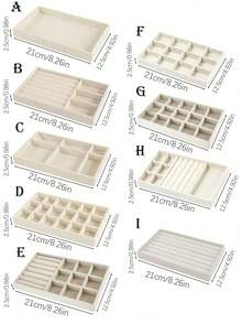 1 件 36/100 位戒指首饰盒带盖，耳环首饰托盘，戒指首饰收纳展示托盘，简约天鹅绒戒指盒，首饰盒，耳环首饰收纳盒，防尘首饰盒展示盒首饰展示防尘盒夏季必备女士收纳整理器礼物旅行 - 米色 - 查看 2