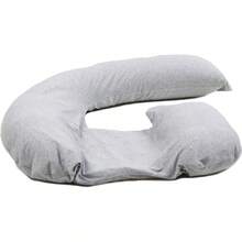 Pregnancy Support And Feeding Pillow, Support For Left Lateral Sleeping In Pregnancy And Beyond With Removable, Washable Cover - Grey Marl Cotton Jersey - Grey - View 2