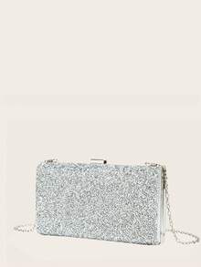 Bolsa De Mão Letode Com Strass E Detalhes, Bolsa De Festa Feminina Para Vestido/Cheongsam - Prata - Ver 12